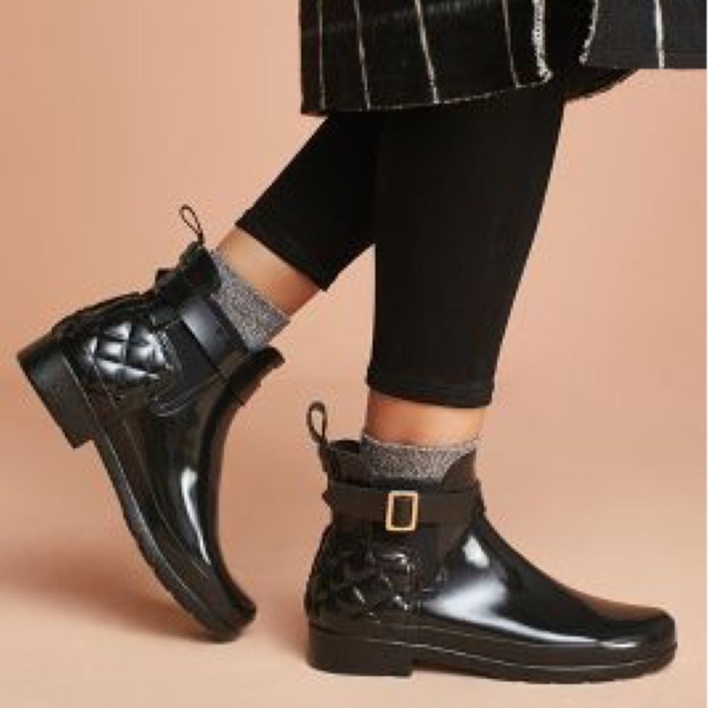 Hunter refined glossy quilted Chelsea rain boots
